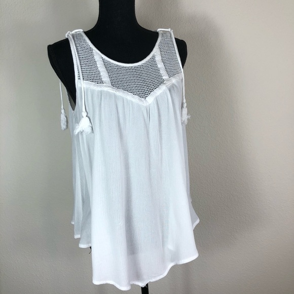 Democracy Tops - Democracy | White Tank with Tassels